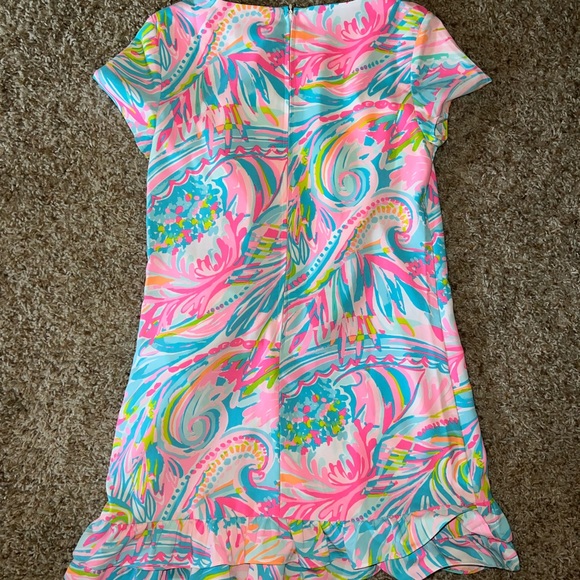 Lilly Pulitzer Masey Ruffle Romper Carnivale Coral size 2 EUC - Picture 3 of 4